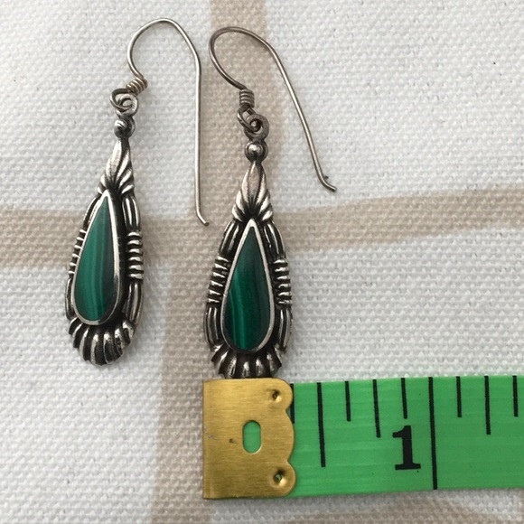 Vintage Sterling Malachite Earrings - Picture 5 of 5